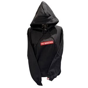 NWOT The Marathon Black Hoodie with Red Patch Size Small